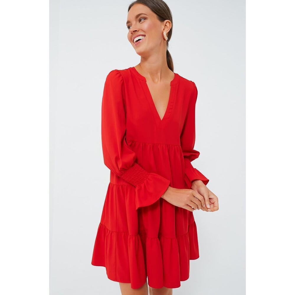 POMANDER PLACE Red Crepe Kenzo Dress Size L NWT Retail $98 Tuckernuck